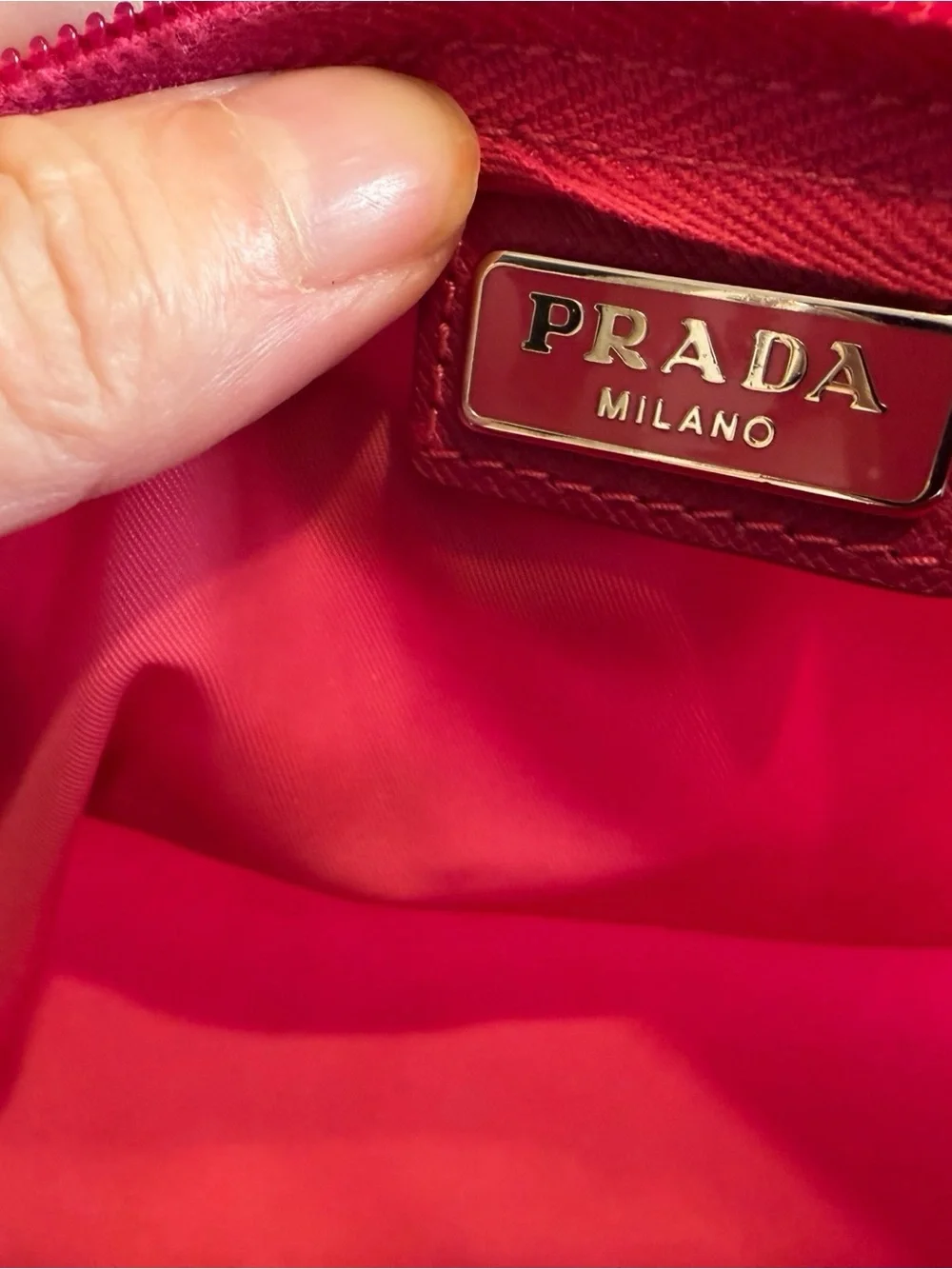 Prada Fuchsia Vela Nylon Cosmetic Pouch with Triangle Logo